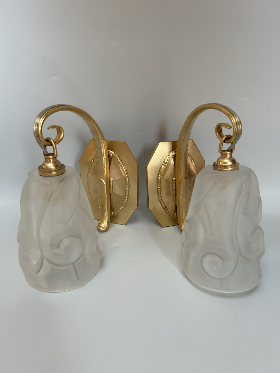 Pair Of Art Deco Sconces By Degué