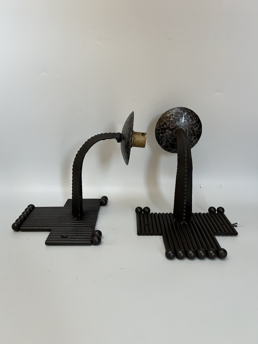 Schneider Pair Of Art Deco Sconces-photo-3