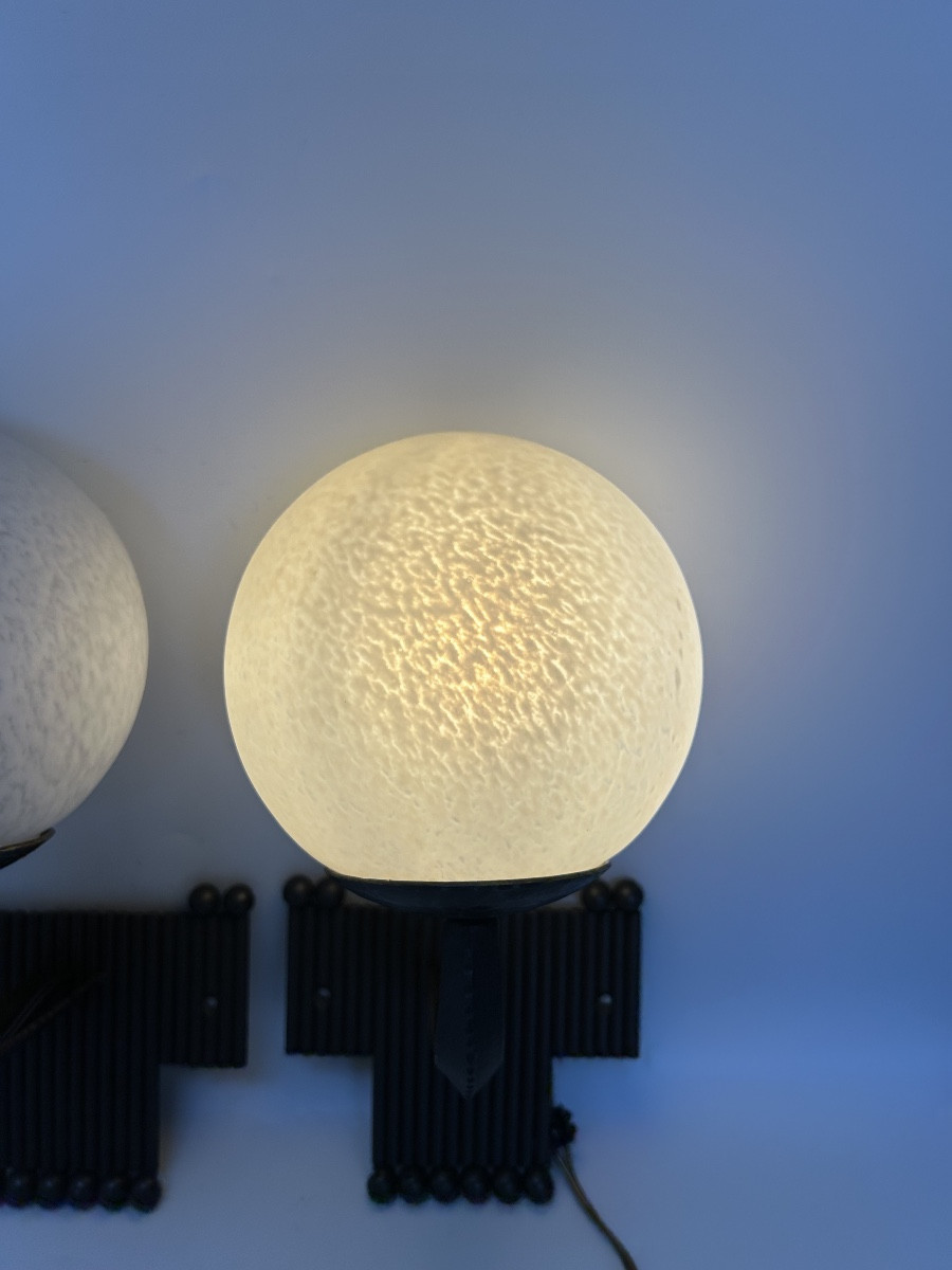 Schneider Pair Of Art Deco Sconces-photo-1