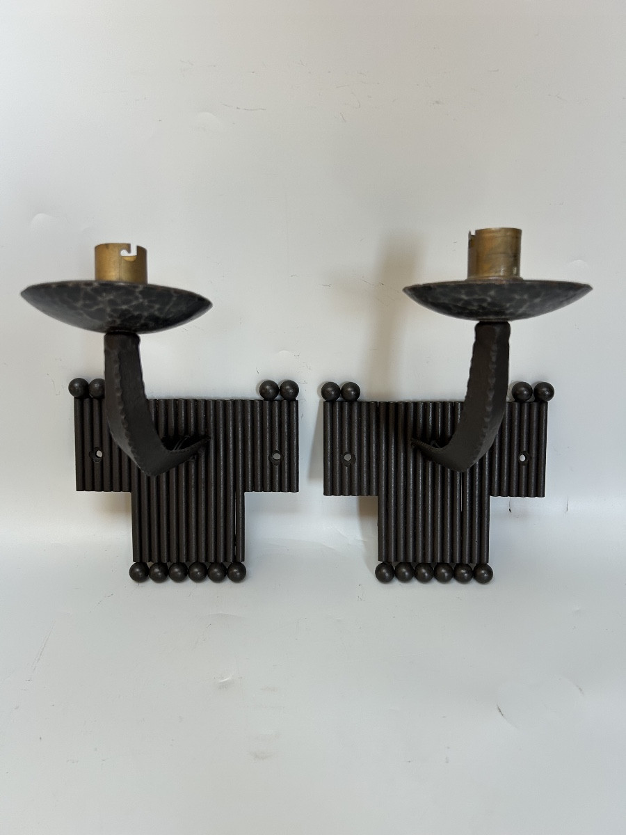 Schneider Pair Of Art Deco Sconces-photo-5