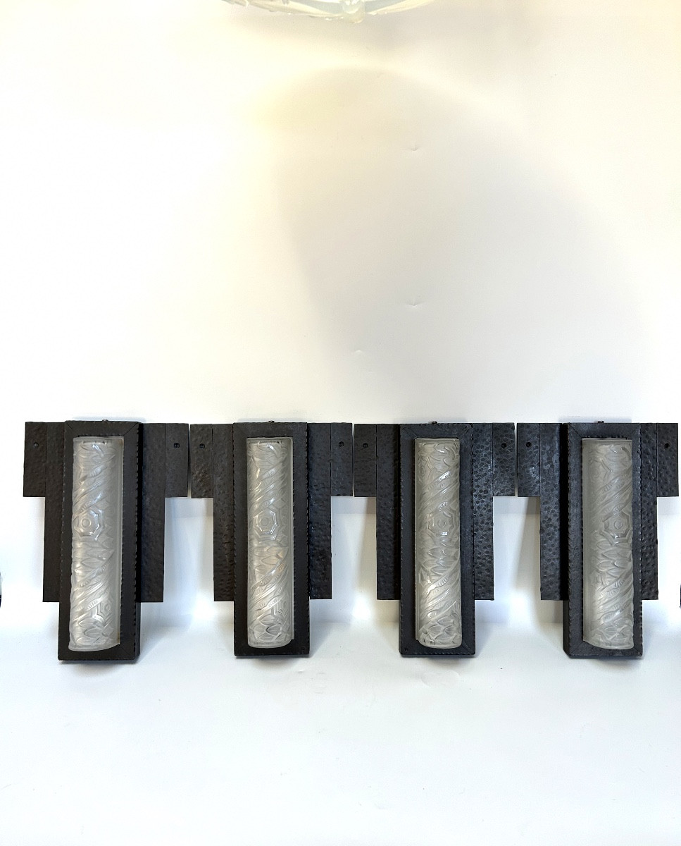 Schneider Art Deco Sconces Suite Of 4