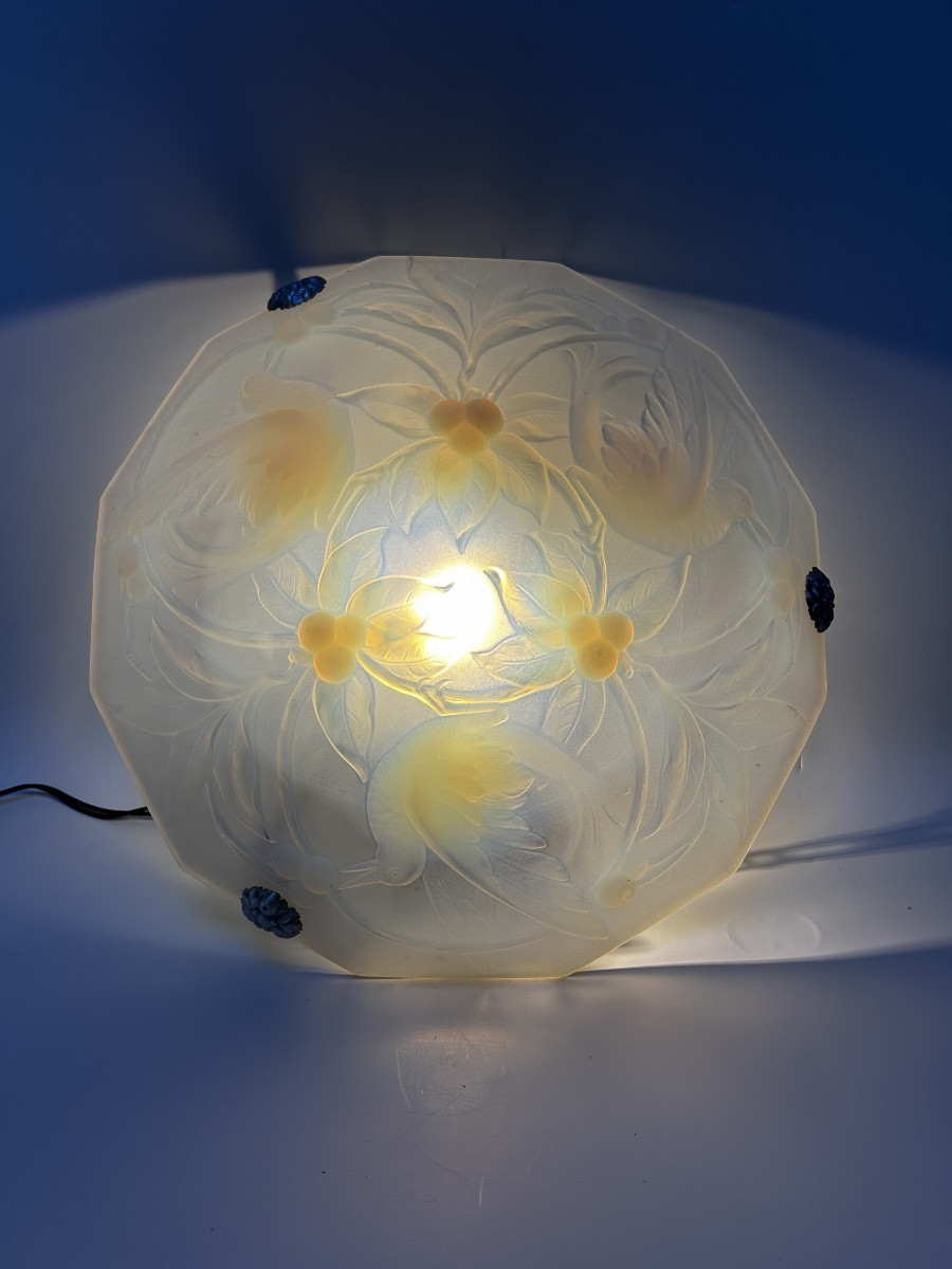 Opalescent Art Deco Hanging Lamp By Verlux-photo-3