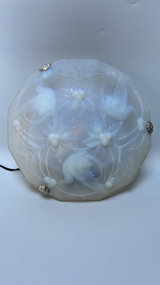 Opalescent Art Deco Hanging Lamp By Verlux