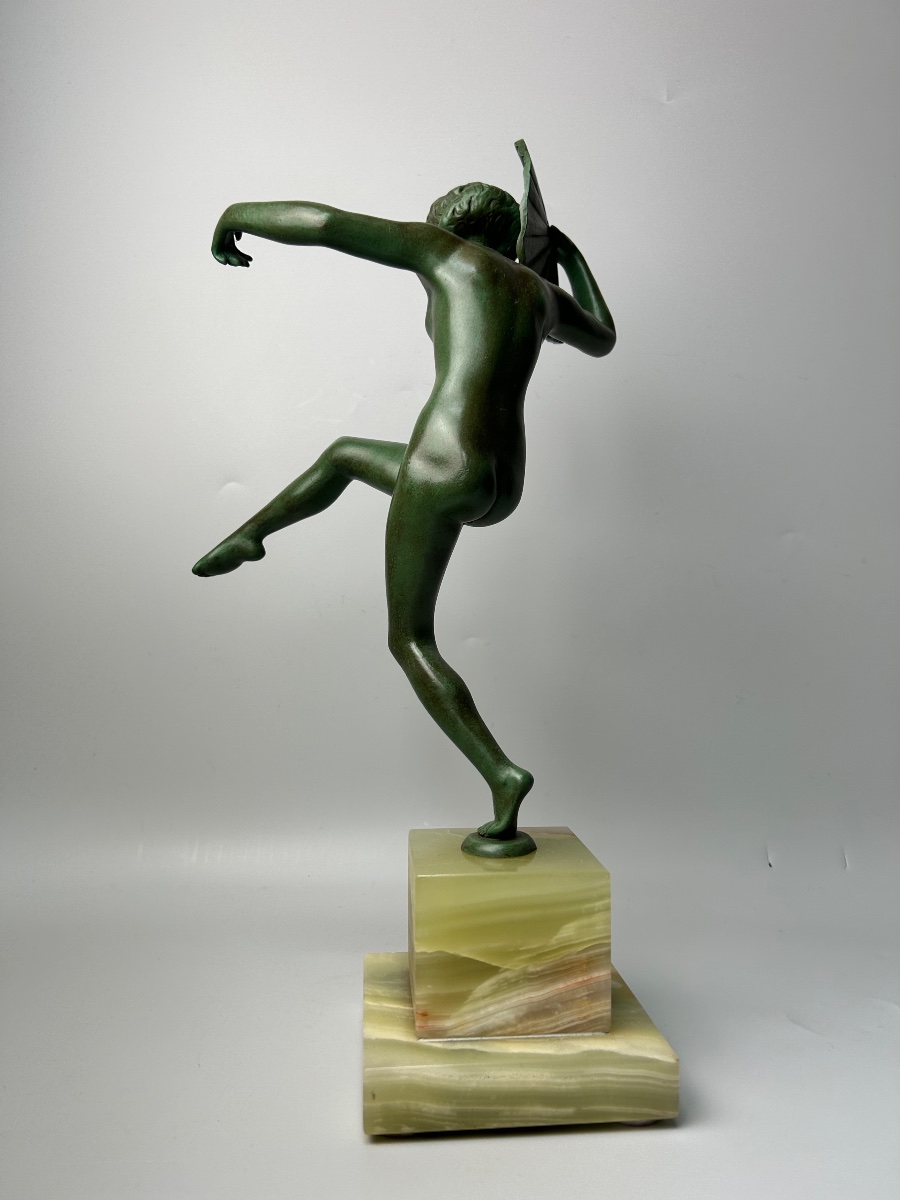 Bronze Art Déco Danseuse à l'éventail By Claire Jeanne Colinet-photo-1