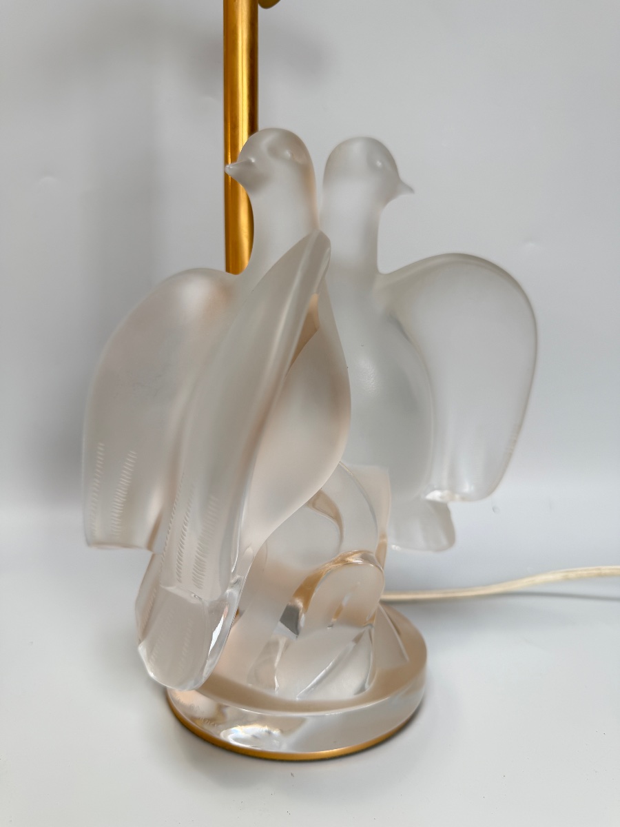 Lalique France Lampe Deux Colombes -photo-4