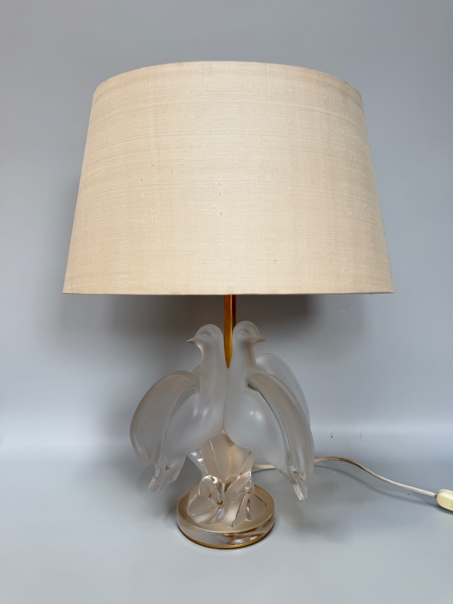 Lalique France Lampe Deux Colombes 