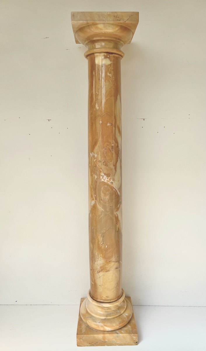 Sienna Marble Stool, Art Deco Period-photo-4