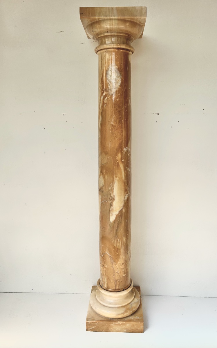 Sienna Marble Stool, Art Deco Period-photo-1
