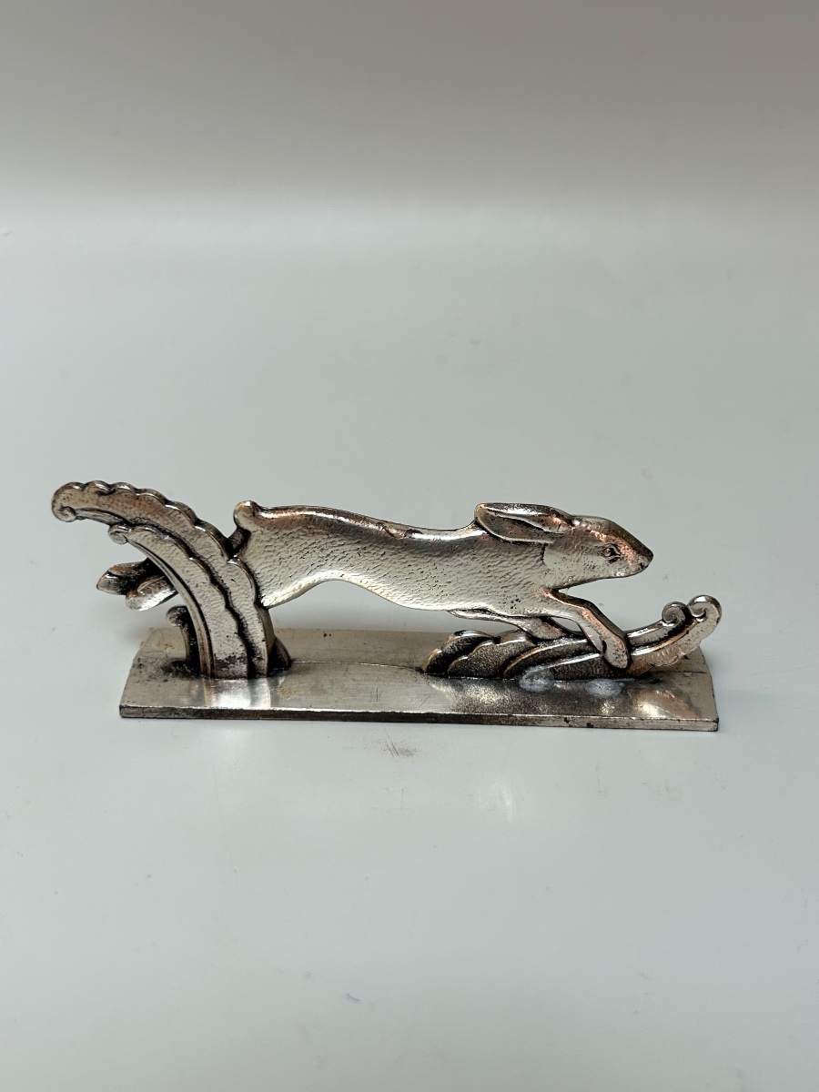12 Art Deco Knife Holders In Silver-plated Metal-photo-4