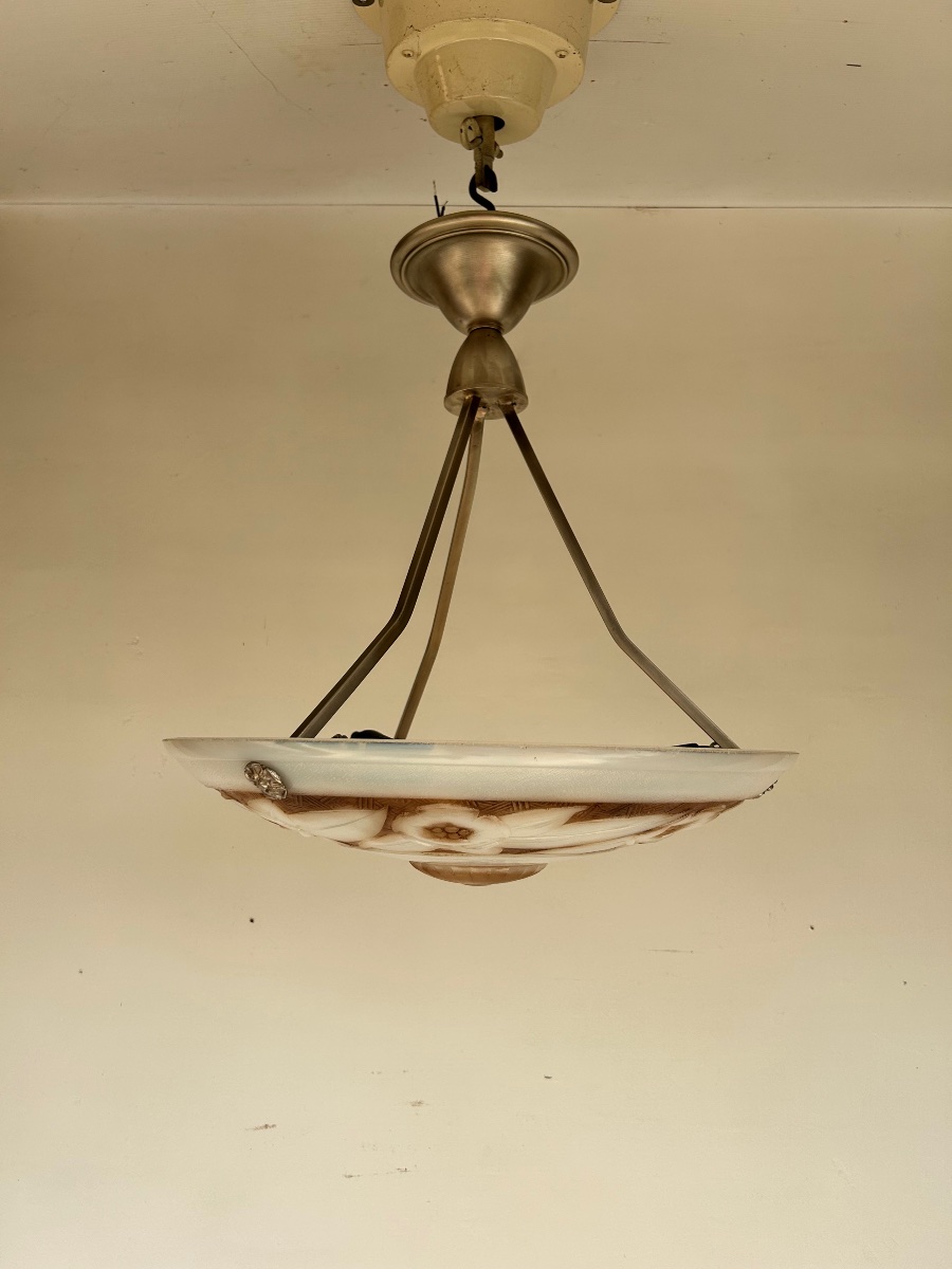 Art Deco Molded Glass Pendant Light-photo-3
