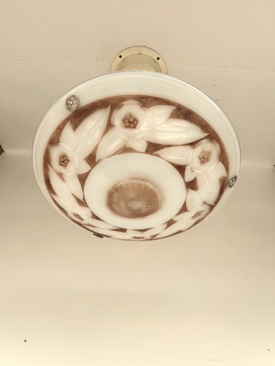 Art Deco Molded Glass Pendant Light-photo-4