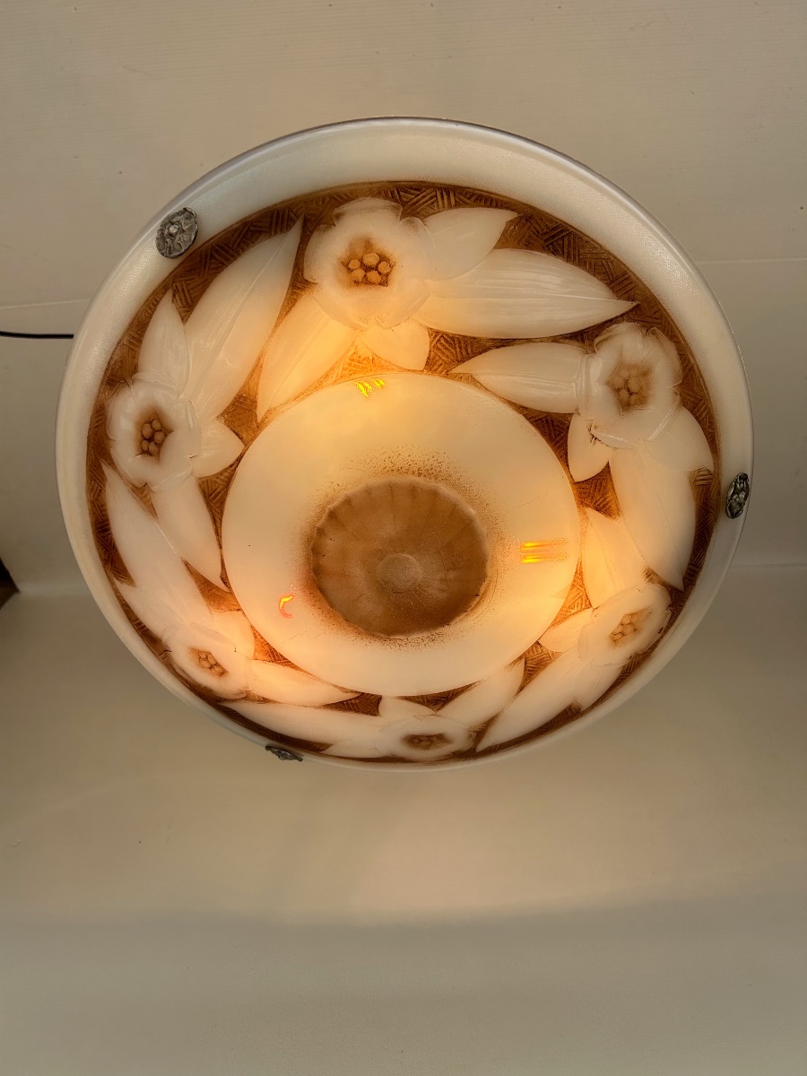 Art Deco Molded Glass Pendant Light-photo-5