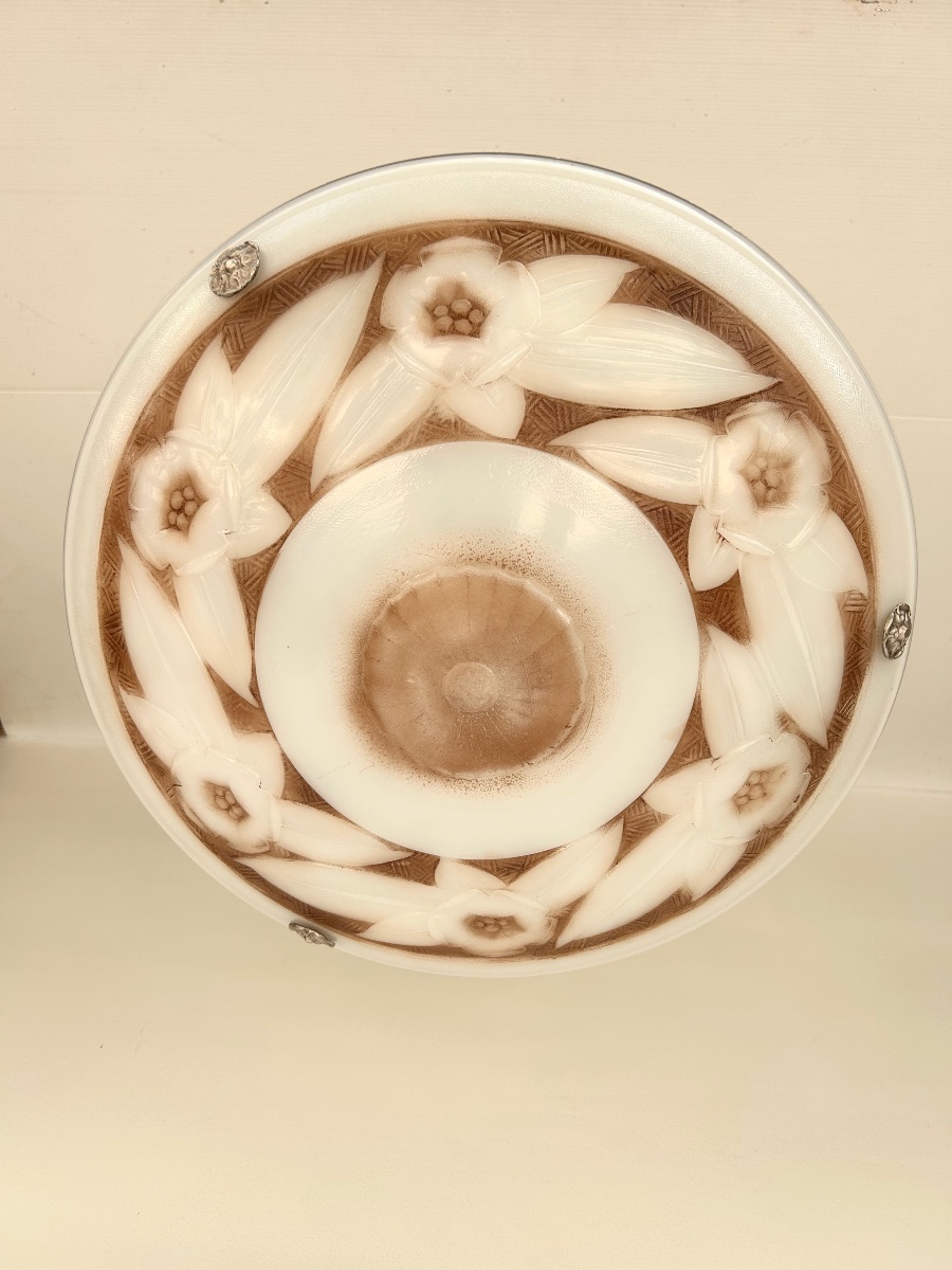 Art Deco Molded Glass Pendant Light