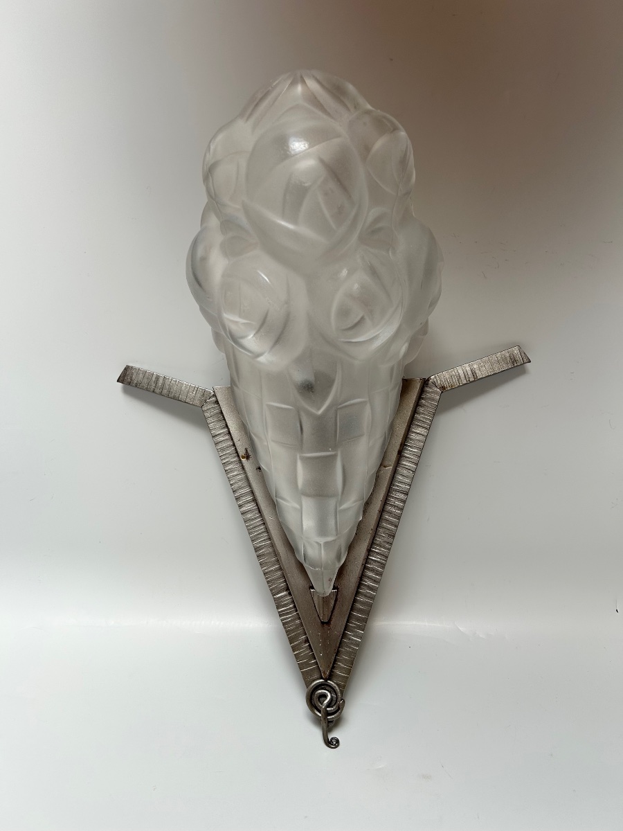 Pair Of Art Deco Wall Sconces Signed By Degué-photo-2