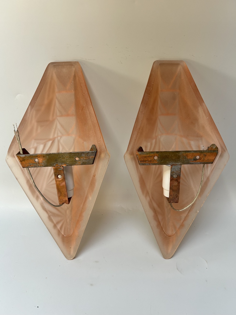 Pair Of Art Deco Wall Sconces -photo-1