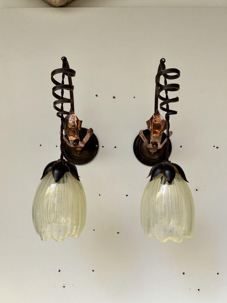 WAS Benson paire d’appliques art nouveau 