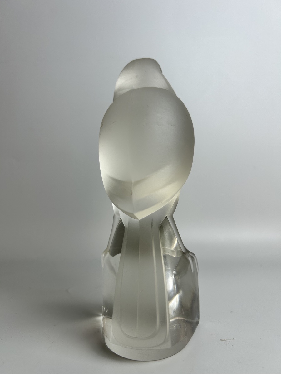 Art Deco Glass Sculpture Signed By J. Martel-photo-4