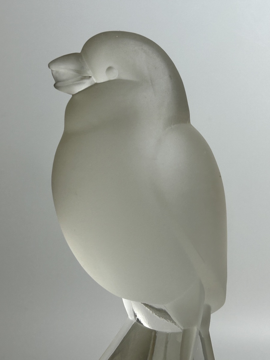 Art Deco Glass Sculpture Signed By J. Martel-photo-1
