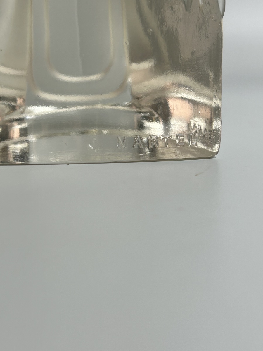 Art Deco Glass Sculpture Signed By J. Martel-photo-2