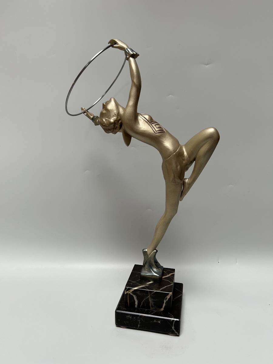 Sculpture art déco en bronze signée DAKON-photo-3
