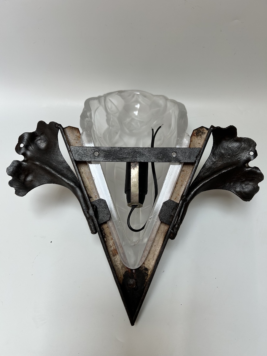 Pair Of Art Deco Wall Sconces Signed By Degué -photo-2