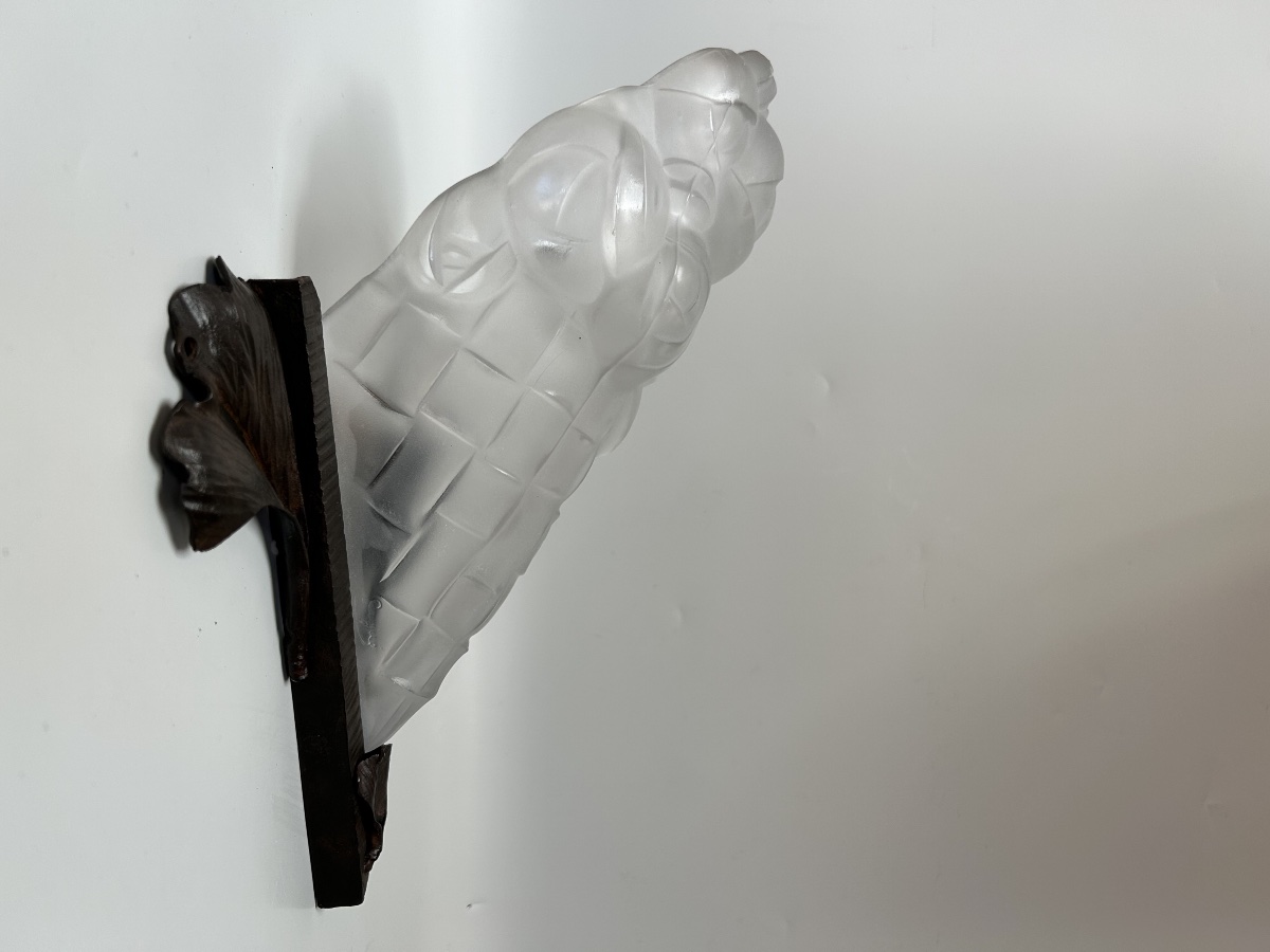Pair Of Art Deco Wall Sconces Signed By Degué -photo-3