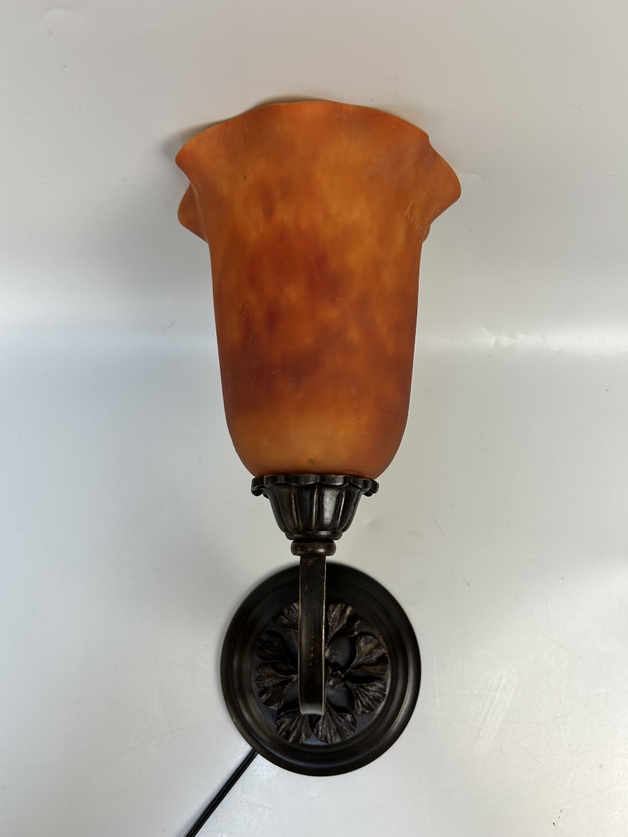 Daum Nancy, Pair Of Art Deco Wall Sconces -photo-2