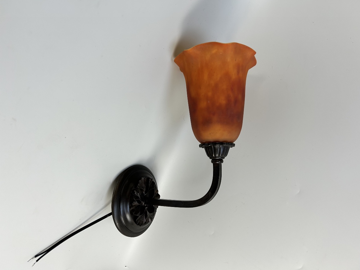 Daum Nancy, Pair Of Art Deco Wall Sconces -photo-2