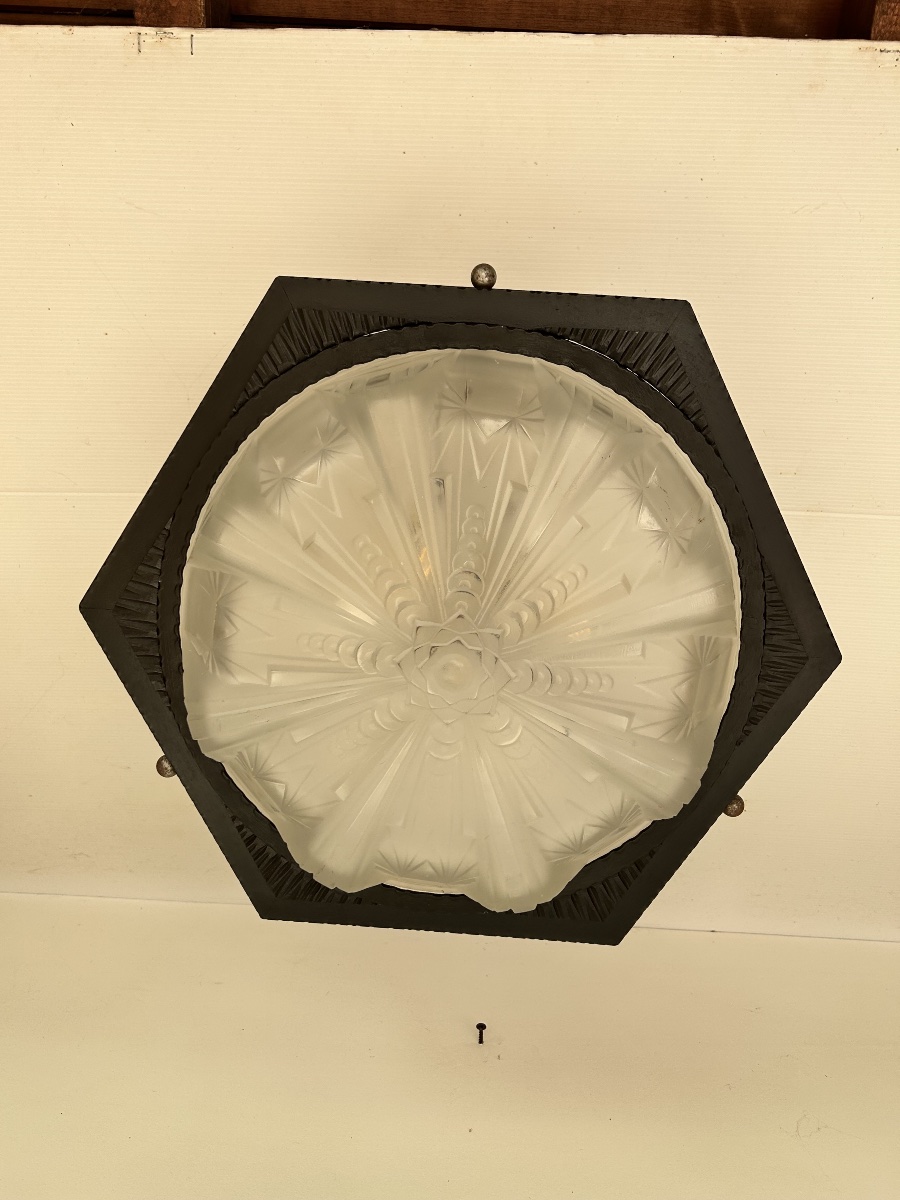 Plafonnier art déco de Muller Frères luneville -photo-4