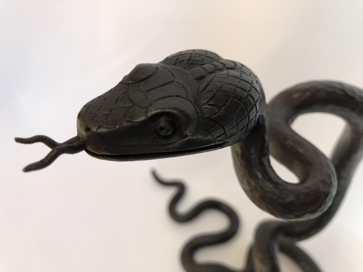 Edgar Brandt Element Décoratif En Fer Forgé Serpent Art Déco-photo-6