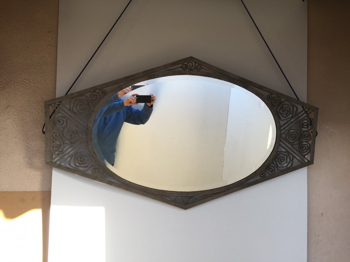 Art Deco Wrought Iron Mirror-photo-1