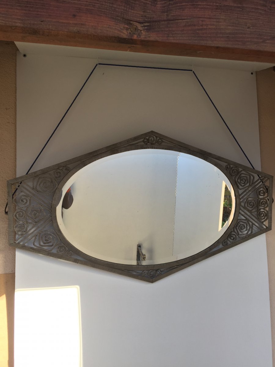 Art Deco Wrought Iron Mirror-photo-3