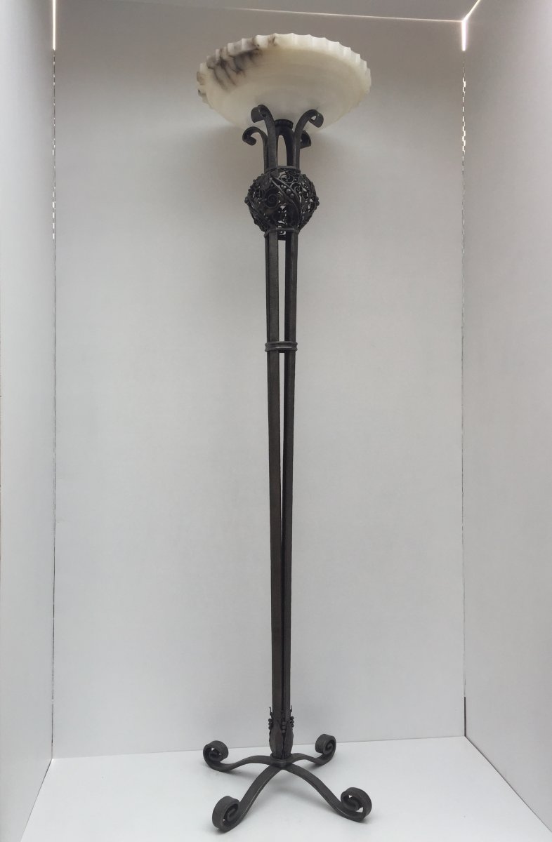 Edgar Brandt Rare Lampadaire  Art Déco-photo-2
