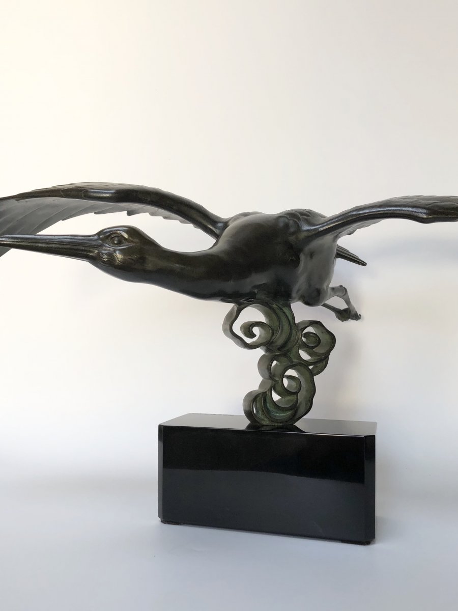 Rochard Bronze Art Déco Cigogne-photo-6