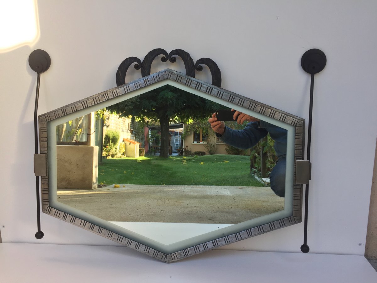 Art Deco Wrought Iron Mirror-photo-4