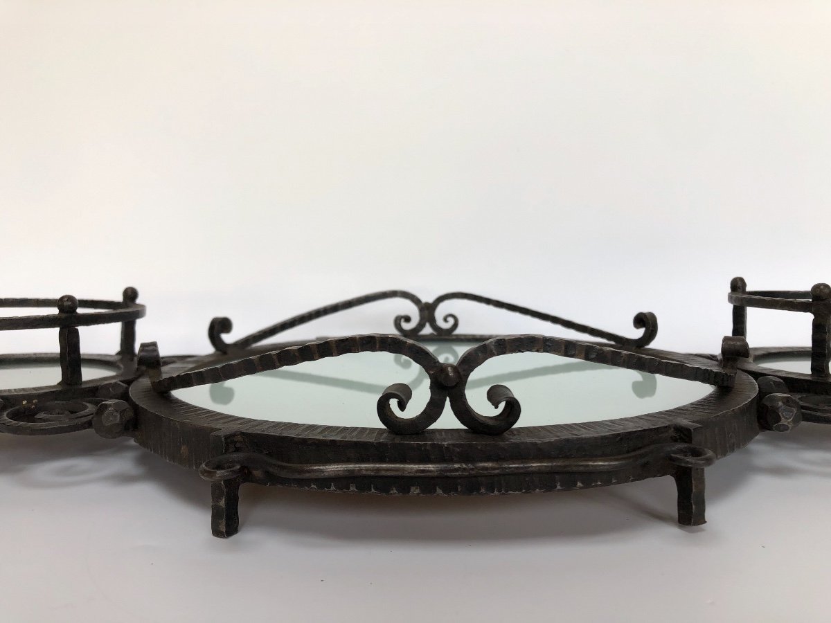 Servant Tray In Wrought Iron Art Deco Around 1930-photo-2