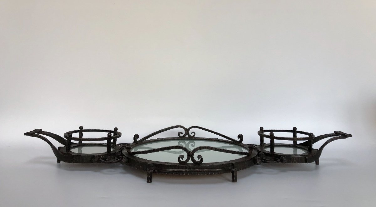 Servant Tray In Wrought Iron Art Deco Around 1930-photo-6