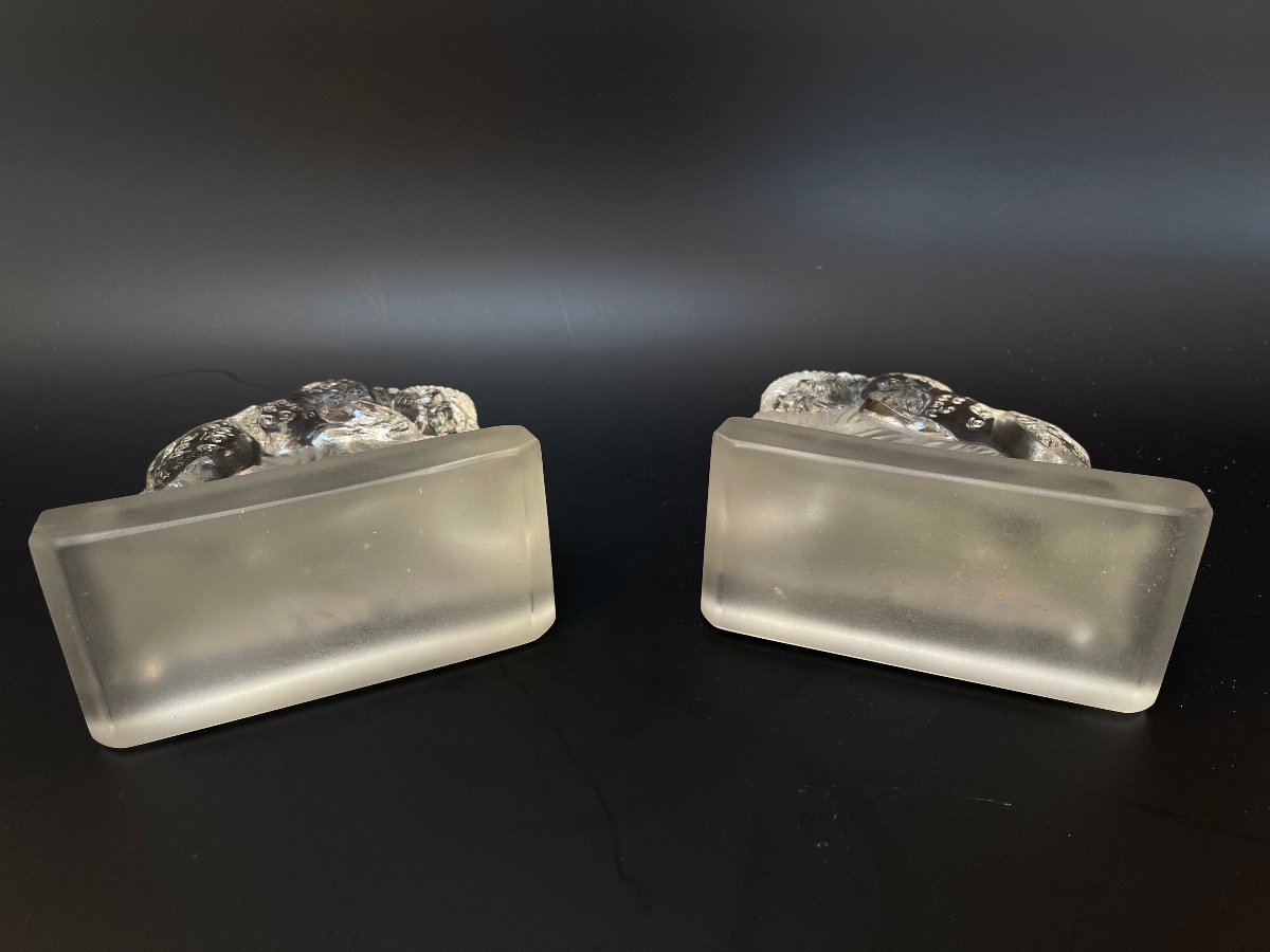 Pair Of Molded Glass Aries Bookends-photo-2