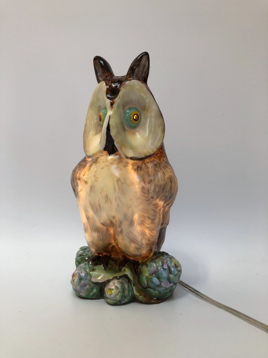 Veilleuse Hibou Art Déco Michelaud Frères à Limoges-photo-4
