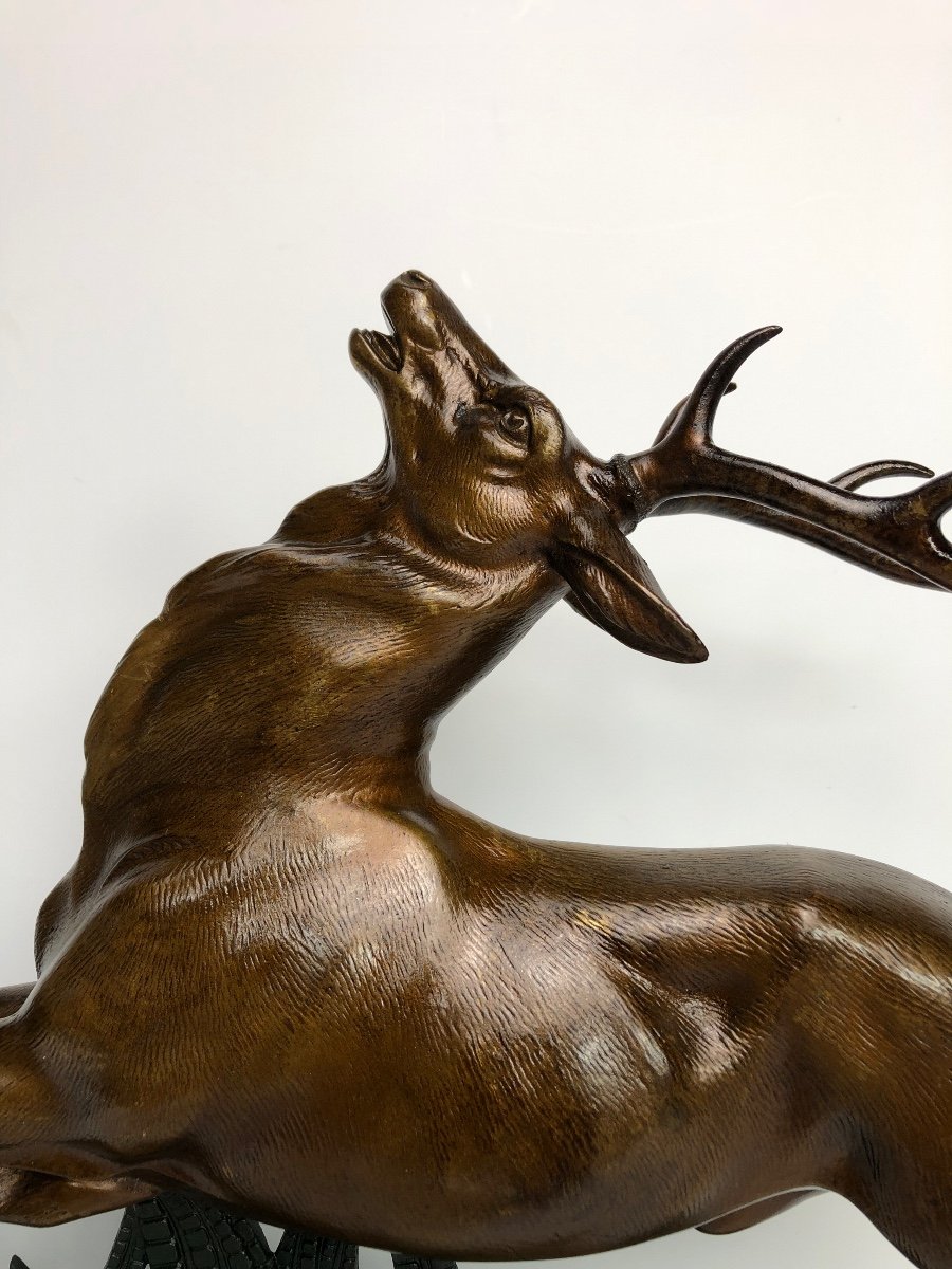 Bronze Art Déco Cerf Signée L Alliot-photo-3