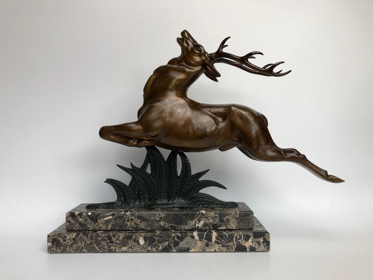 Bronze Art Déco Cerf Signée L Alliot-photo-5