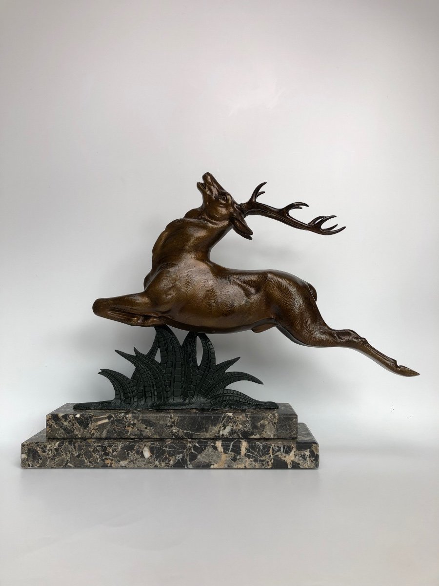Bronze Art Déco Cerf Signée L Alliot