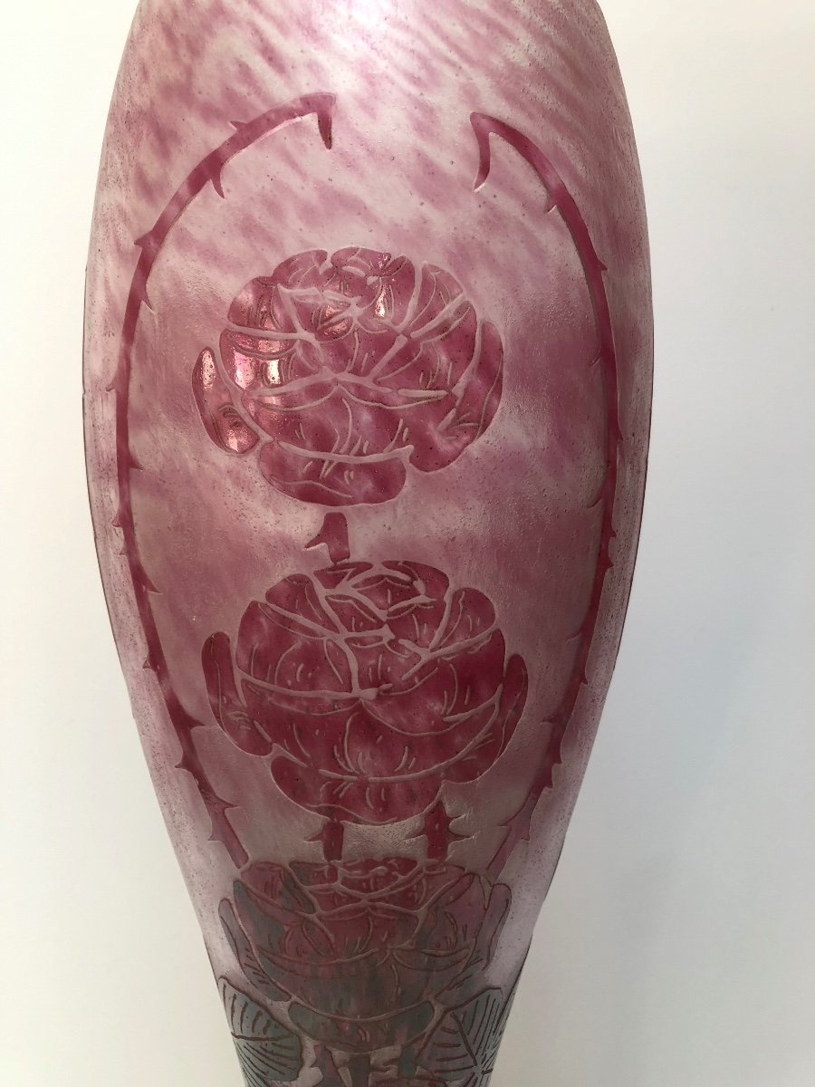 Le Verre Français Monumental Vase Aux Roses Sauvages -photo-2