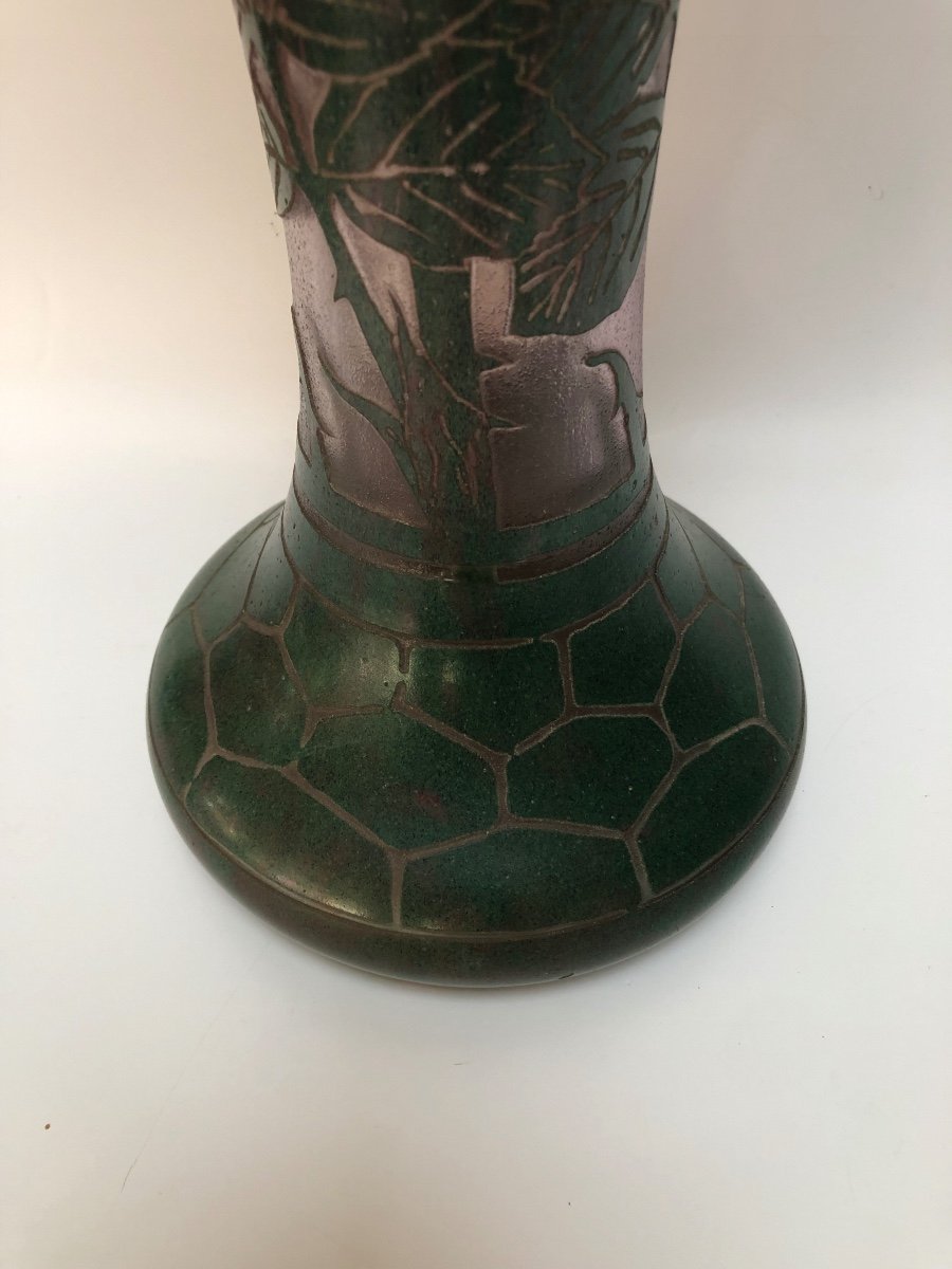 The Monumental French Glass Vase With Wild Roses-photo-4