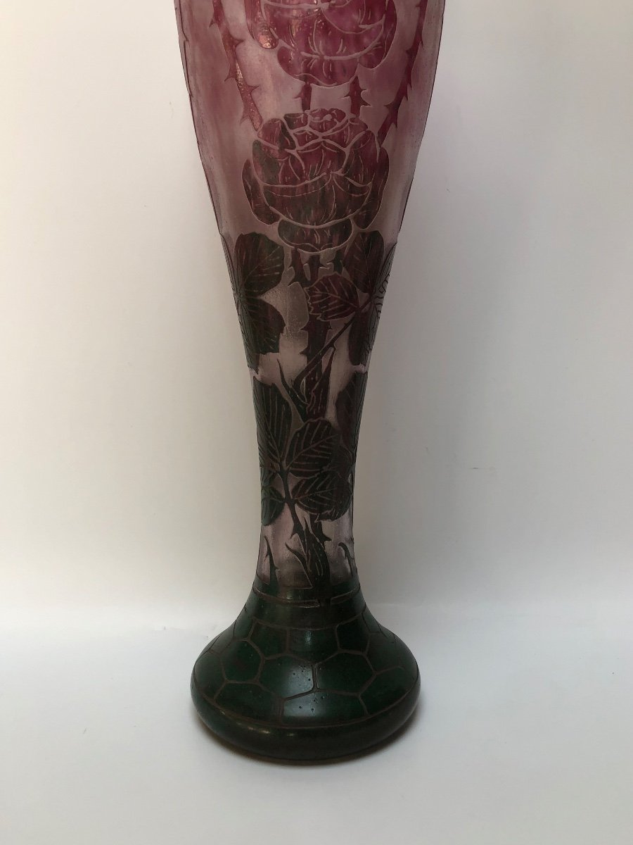 Le Verre Français Monumental Vase Aux Roses Sauvages -photo-7