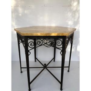 Art Deco Wrought Iron Pedestal Table Attributed To Fag