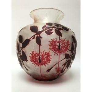 Cristallerie De Pantin Vase Art Nouveau Floral Decor