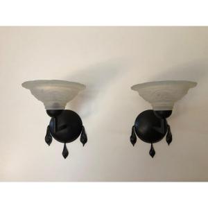 Pair Of Art Deco Sconces Attributed To Maynadier