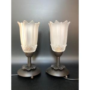 Pair Of Art Deco Night Lights