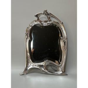 Miroir de table psyché Art Nouveau En Bronze Argenté